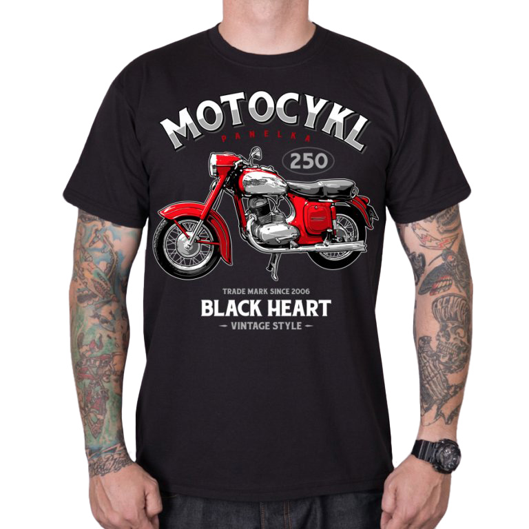 Triko BLACK HEART Motocykl Panelka  černá  XXL - černá