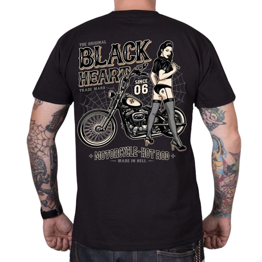 Triko BLACK HEART Chopper Pussy  černá  3XL - černá