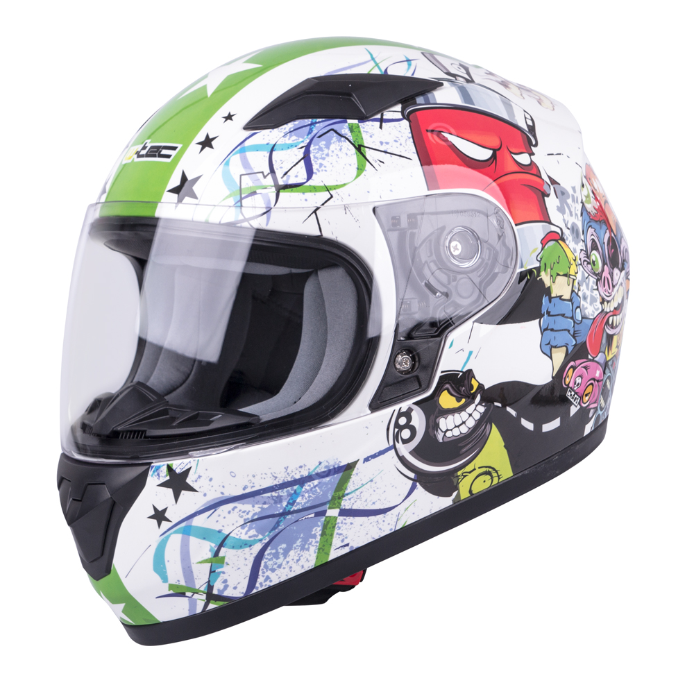 Dětská integrální přilba W-TEC FS-815G Tagger Green  bílo-zelená s grafikou  XL (53-54)