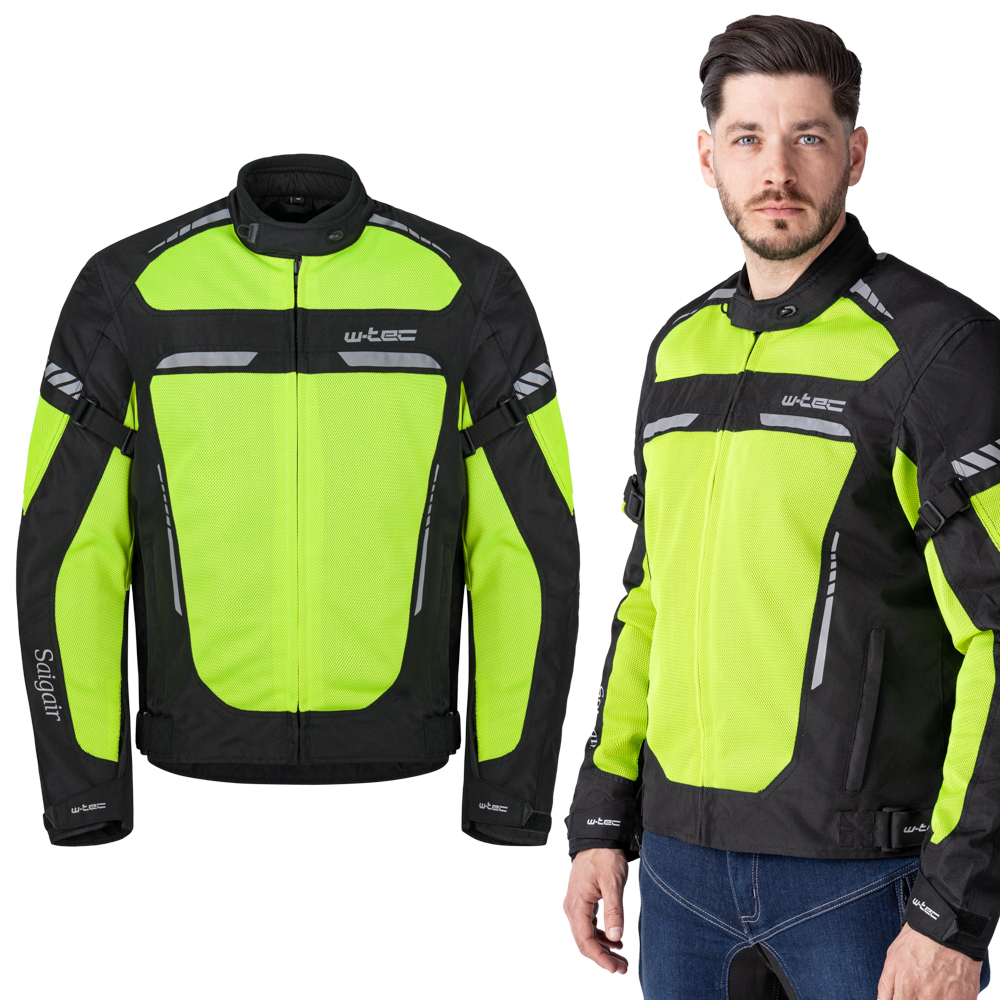 Pánská letní moto bunda W-TEC Saigair Fluo Yellow-Black S