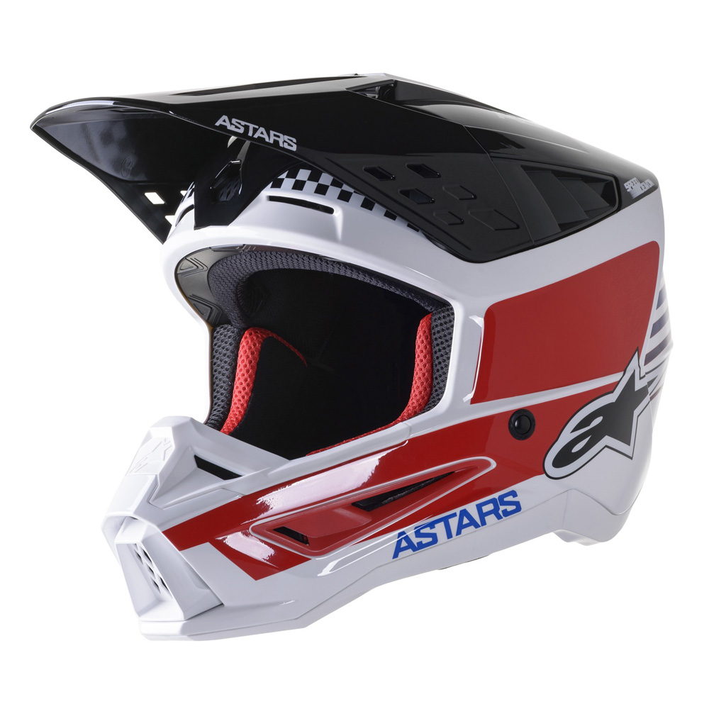 Moto přilba Alpinestars S-M5 Speed bílá/tmavá modrá/červená lesklá  XXL (63-64)