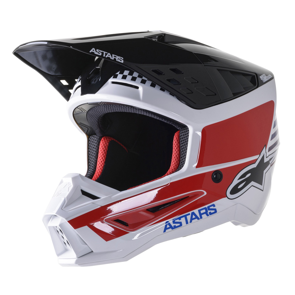 Moto přilba Alpinestars S-M5 Speed bílá/tmavá modrá/červená lesklá XS (53-54)