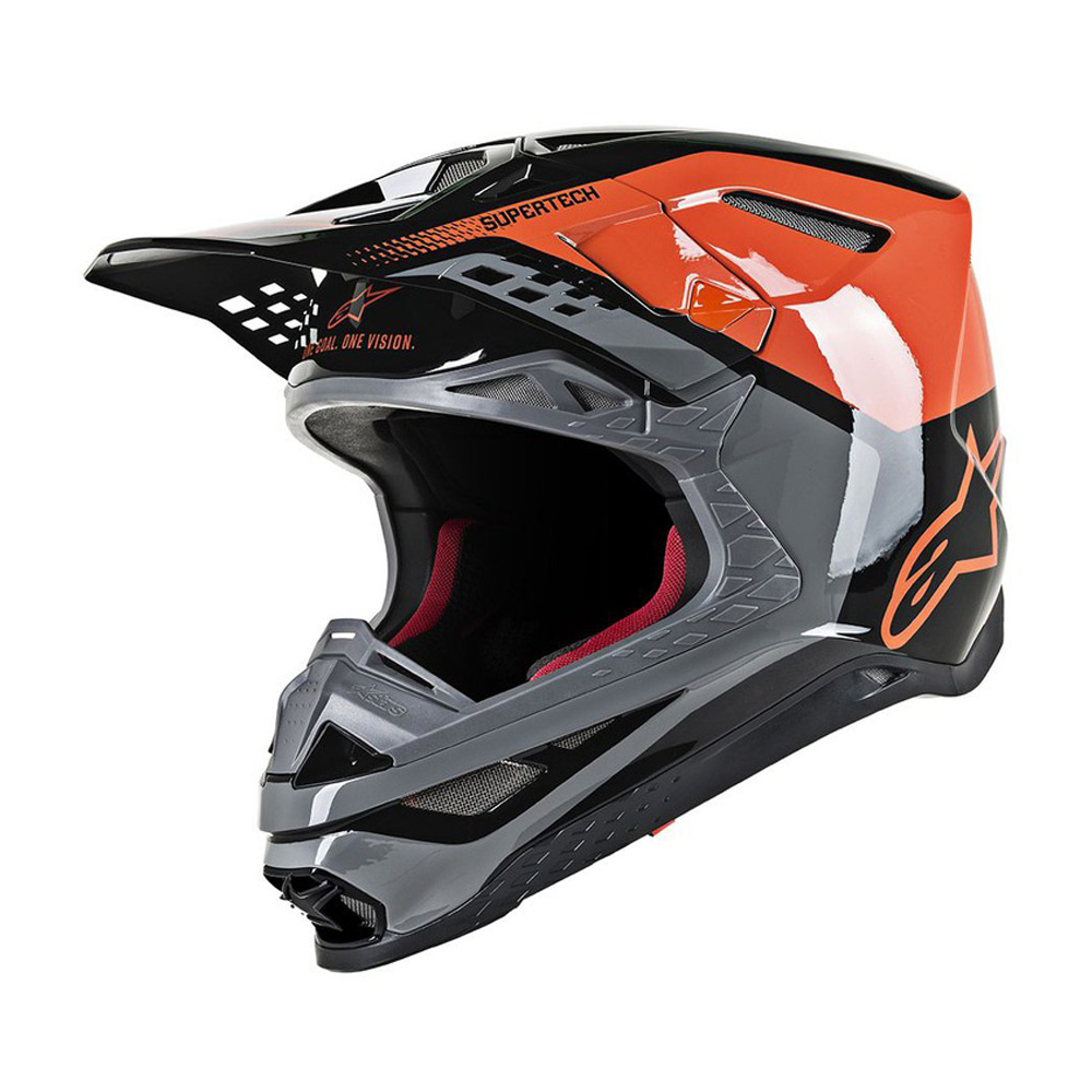 Moto přilba Alpinestars Supertech S-M8 Triple MIPS oranžová/šedá/černá L (59-60)