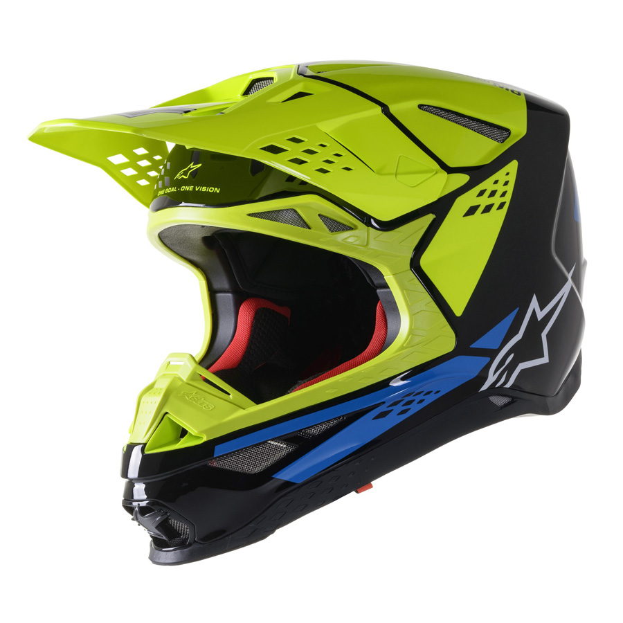 Moto přilba Alpinestars Supertech S-M8 Factory MIPS černá/žlutá fluo/modrá lesklá XL (61-62)