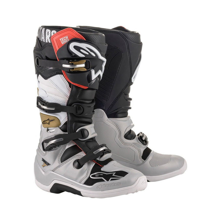 Moto boty Alpinestars Tech 7 černá/stříbrná/bílá/zlatá černá/stříbrná/bílá/zlatá - 44,5