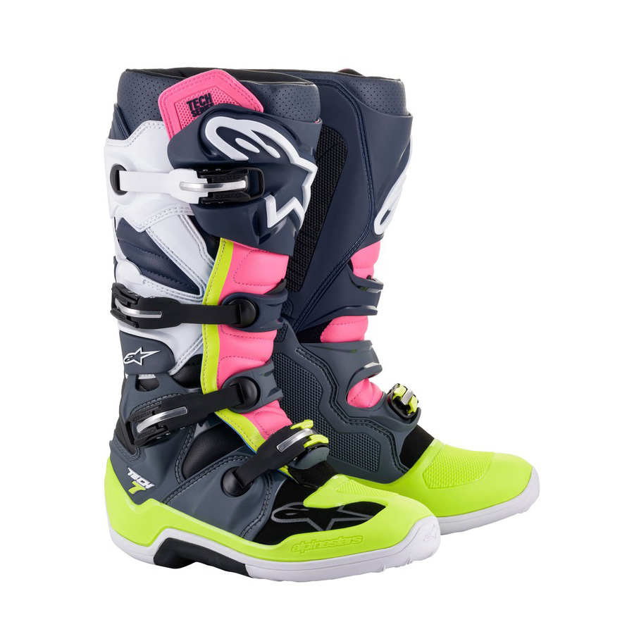 Moto boty Alpinestars Tech 7 černá/modrá/růžová/žlutá fluo černá/modrá/růžová/žlutá fluo - 42