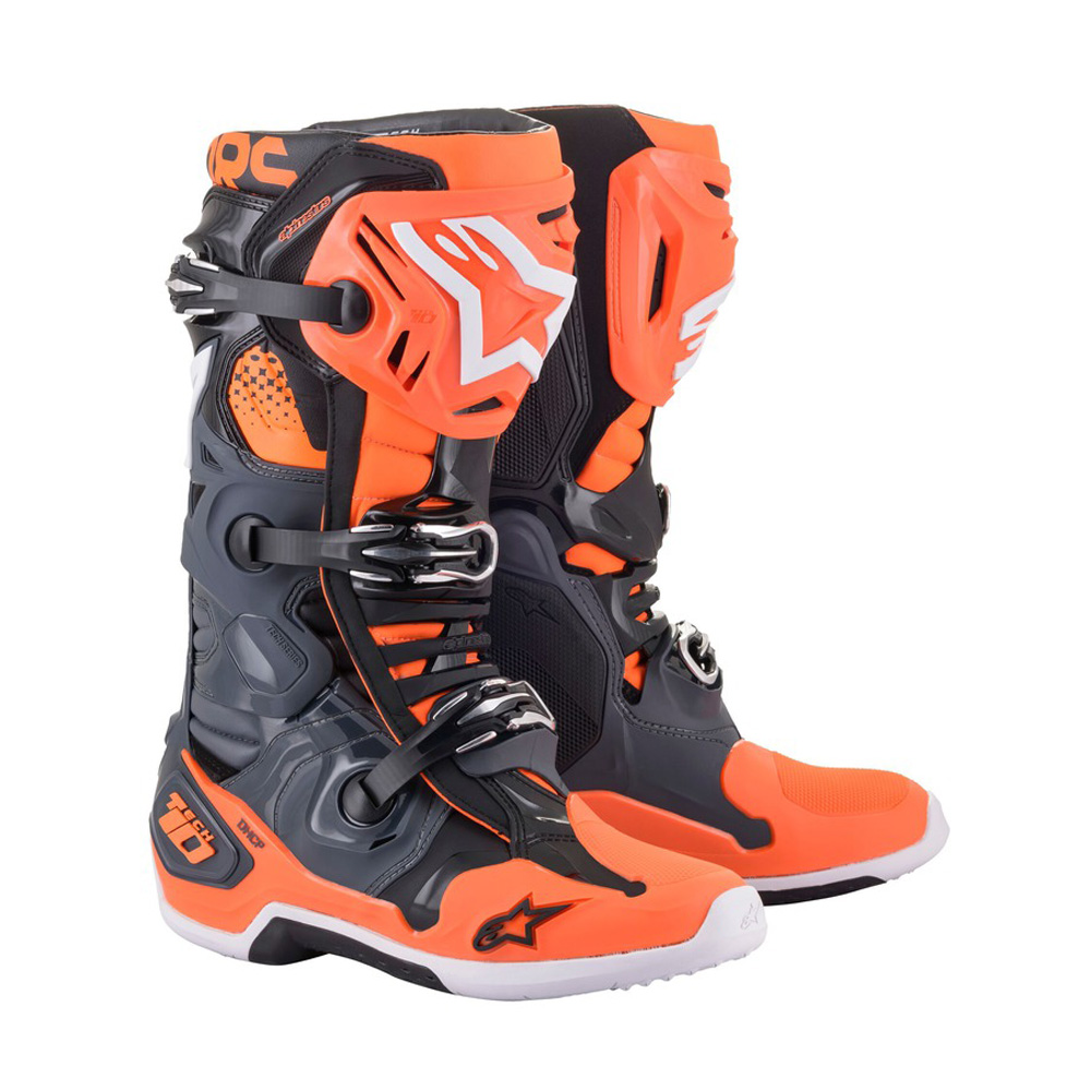 Moto boty Alpinestars Tech 10 šedá/oranžová fluo  šedá/oranžová fluo  49,5