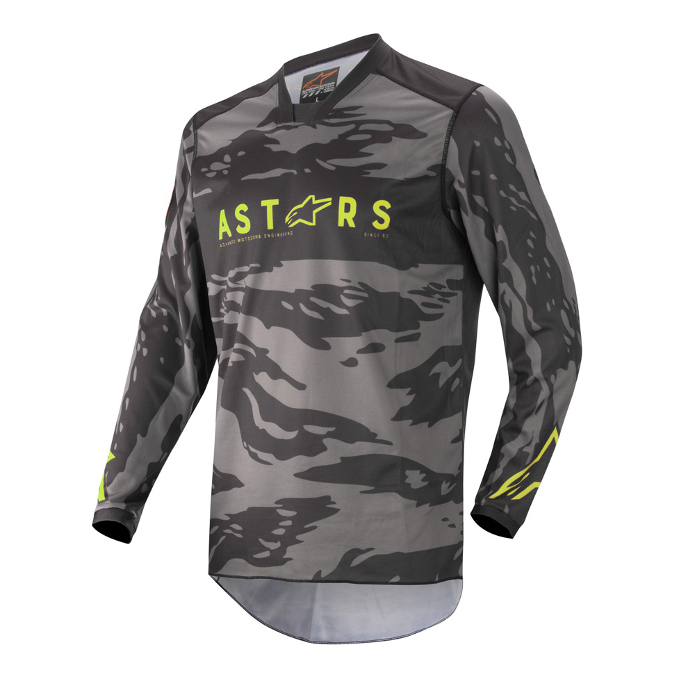 Motokrosový dres Alpinestars Racer Tactical černá/šedá maskáčová/žlutá fluo L