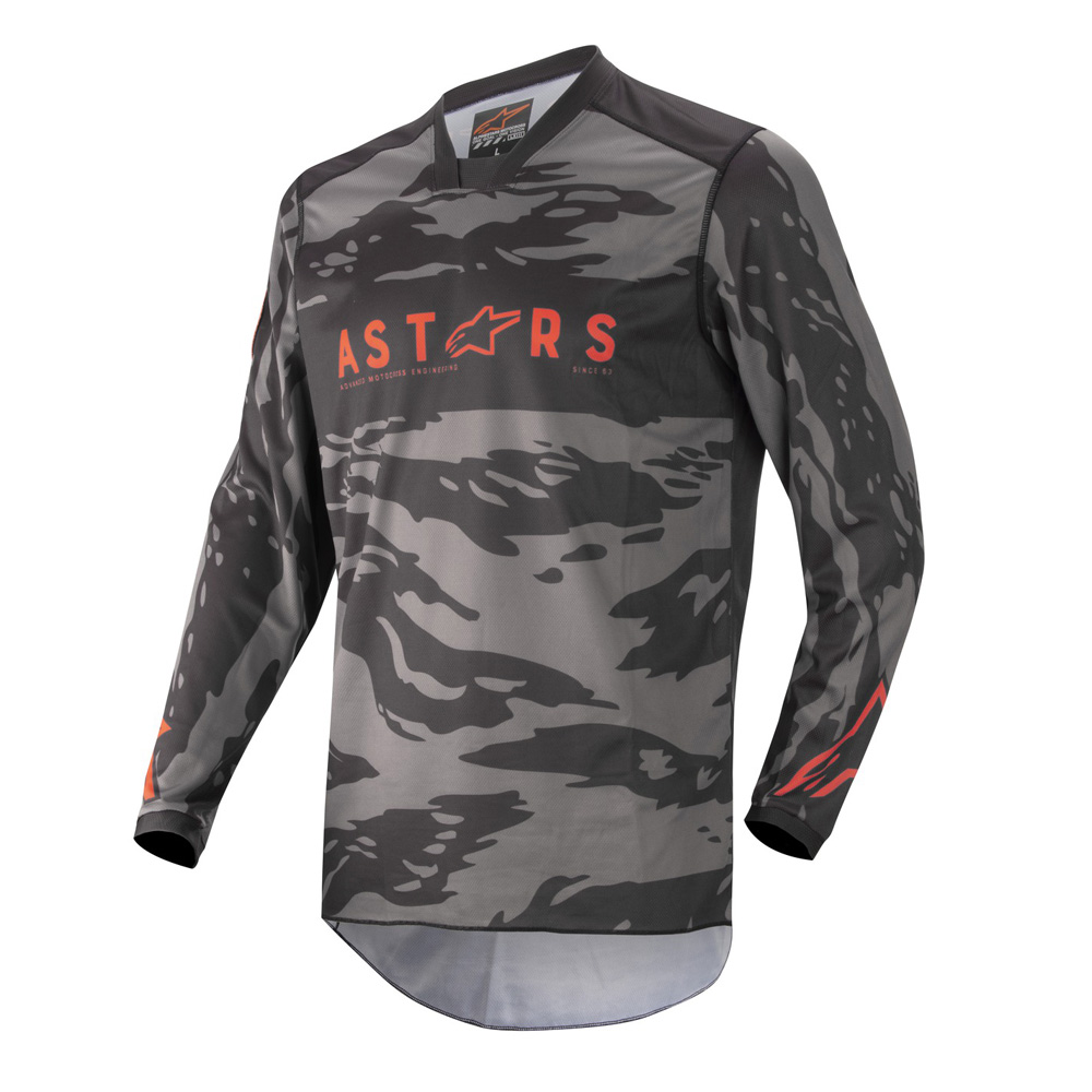 Motokrosový dres Alpinestars Racer Tactical černá/šedá maskáčová/červená fluo S