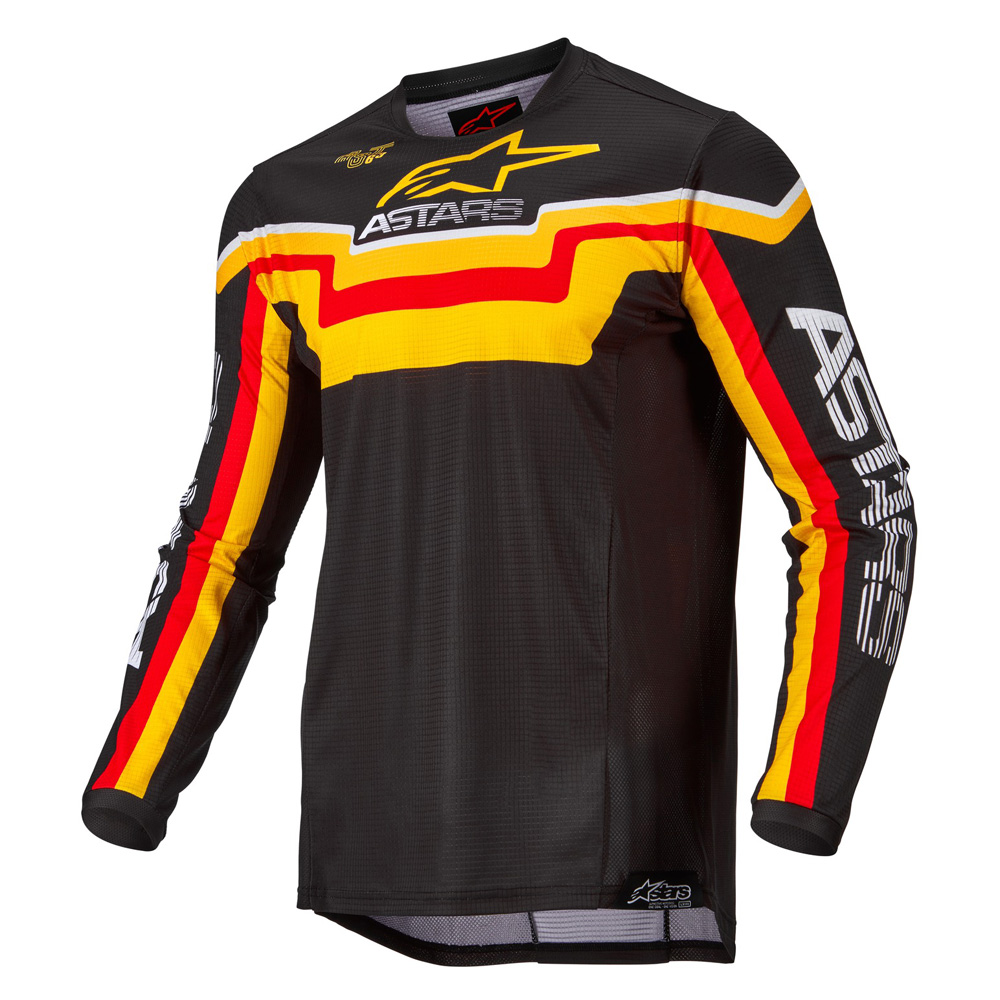 Motokrosový dres Alpinestars Techstar Quadro černá/žlutá/mandarinka XL