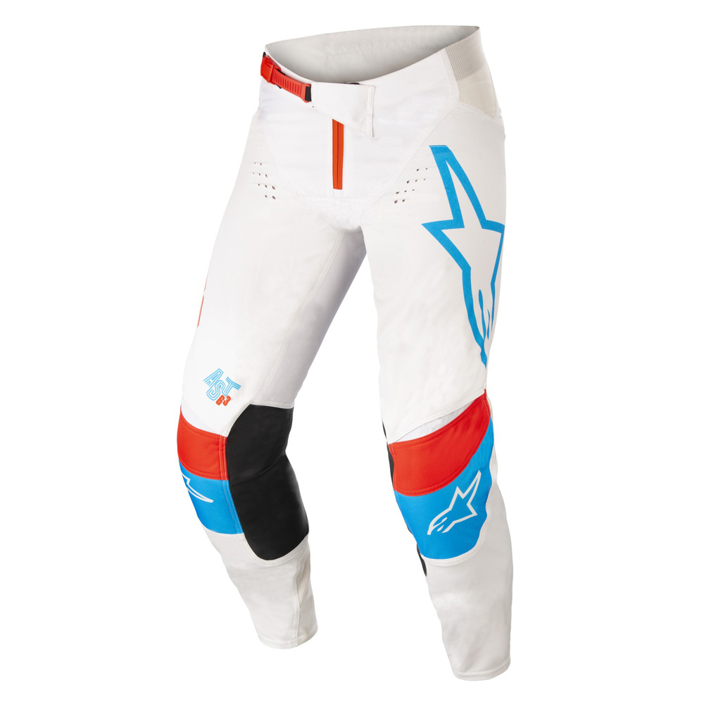 Motokrosové kalhoty Alpinestars Techstar Quadro bílá/modrá neon/červená  40