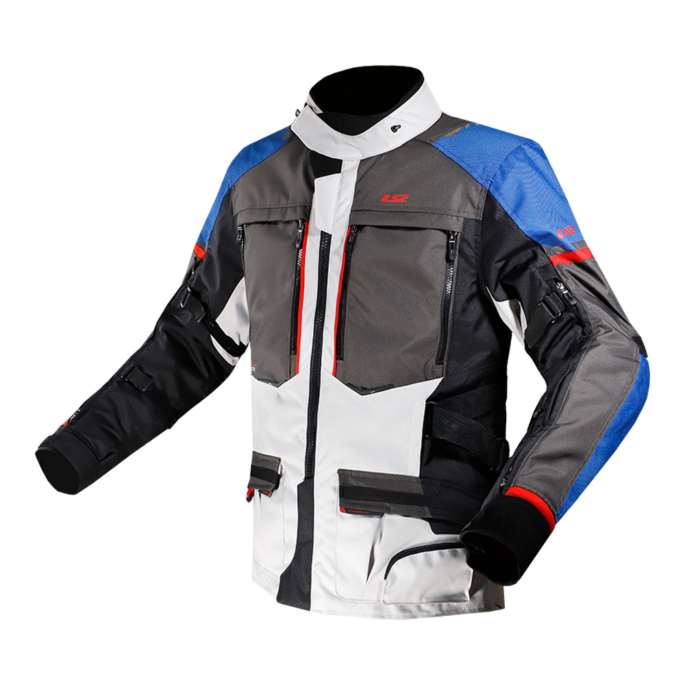 Levně Pánská moto bunda LS2 Norway Blue Black Grey Red modrá/černá/šedá/červená XXL