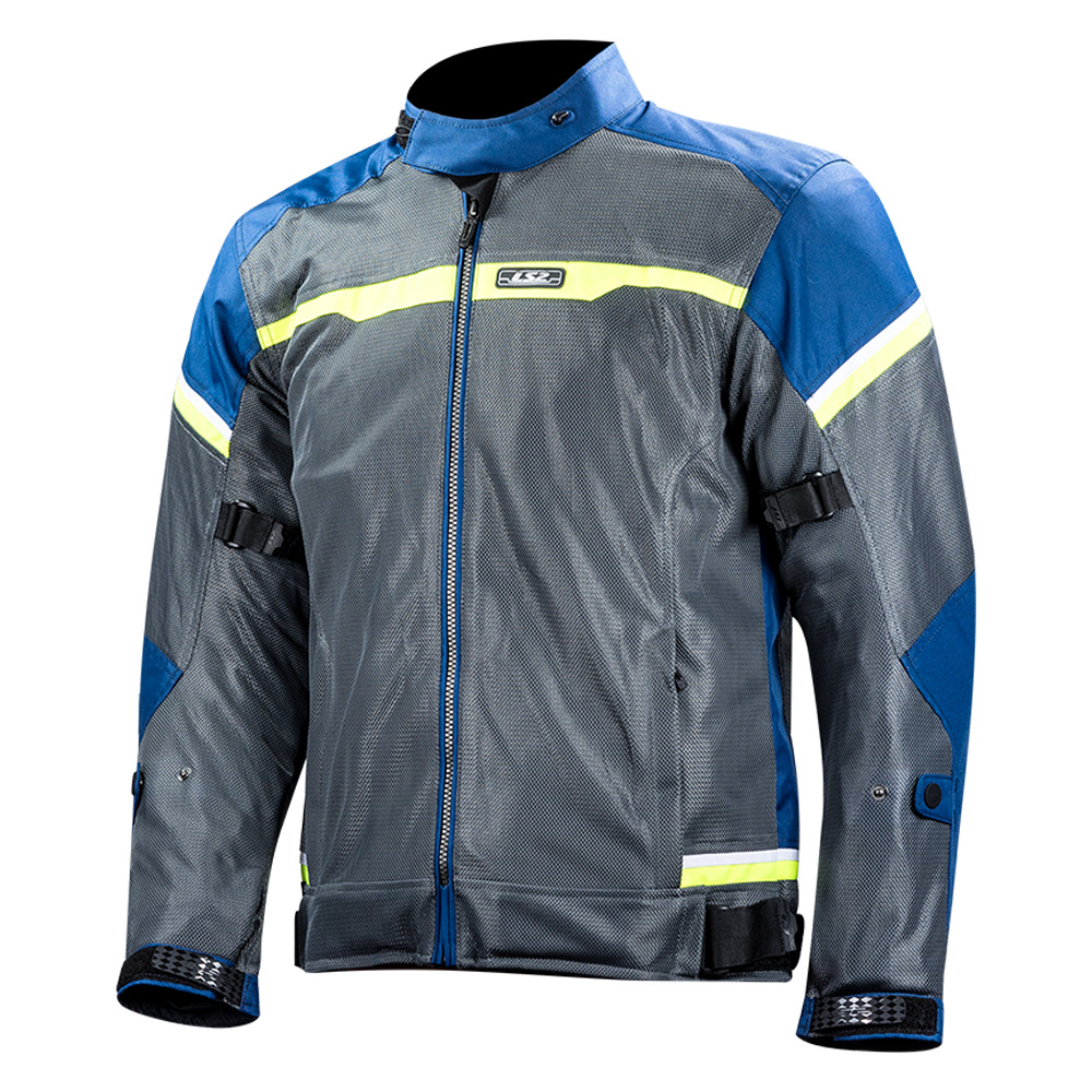 Pánská moto bunda LS2 Riva Blue Dark Grey H-V Yellow modrá/tmavě šedá/žlutá - XXL