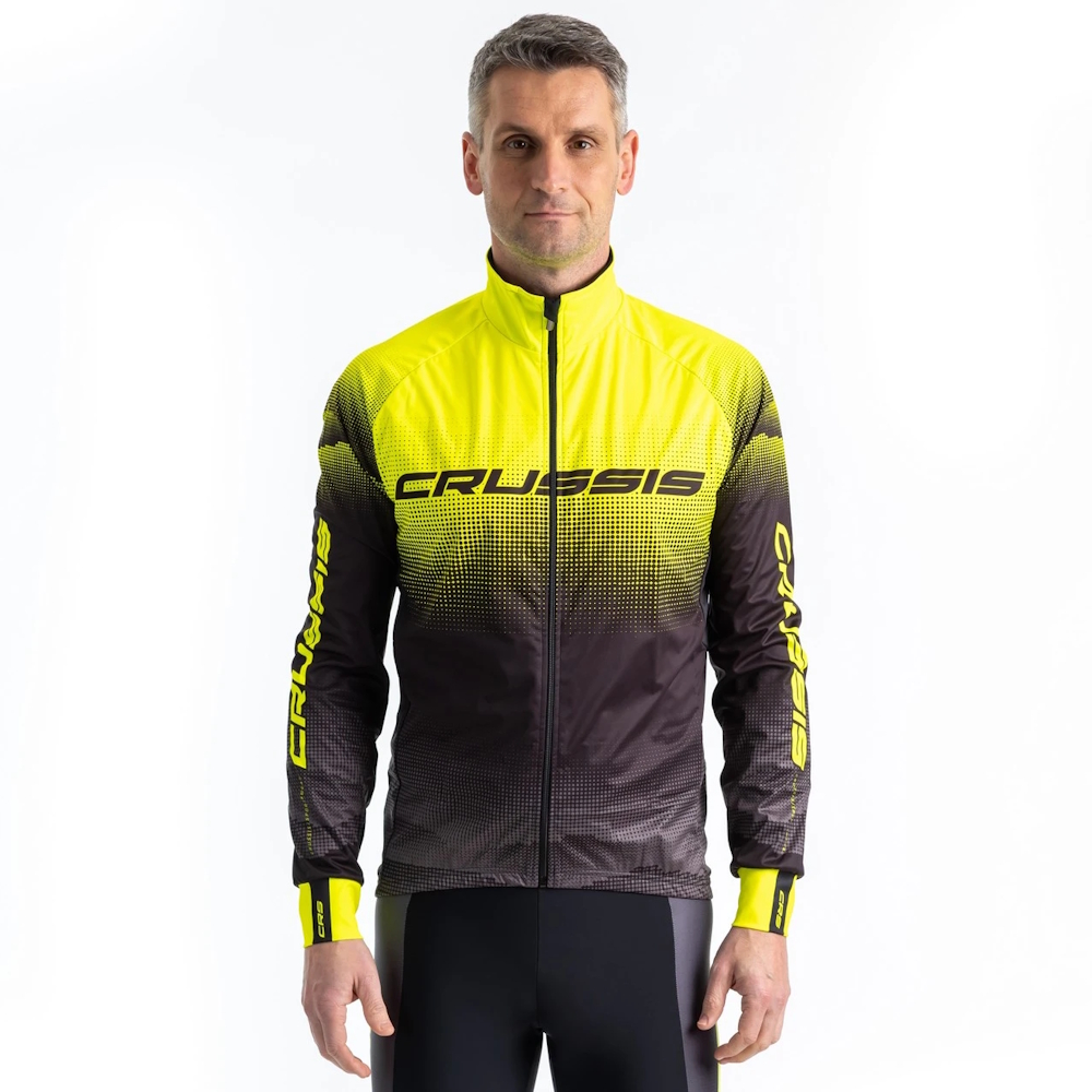 Pánská cyklistická bunda CRUSSIS CSW-064 černá-fluo žlutá L