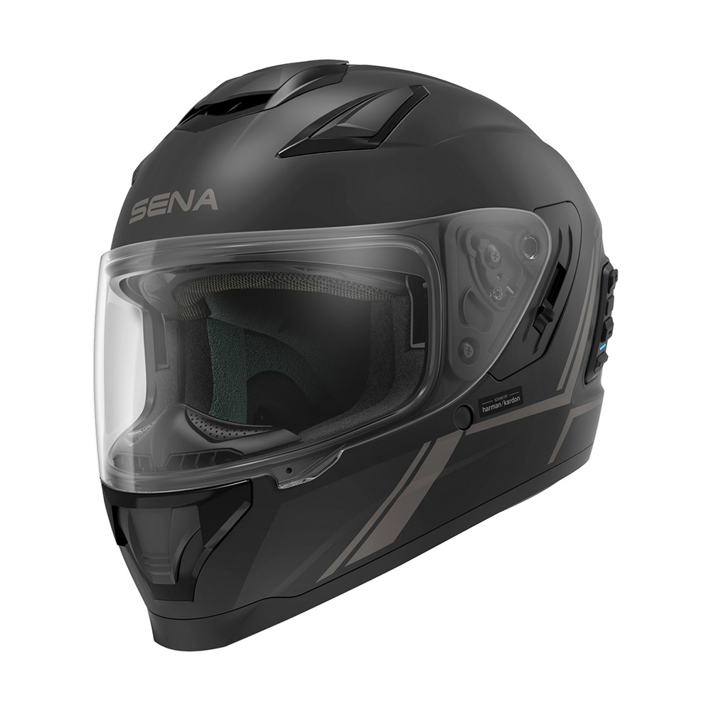 Moto přilba SENA Stryker s integrovaným Mesh headsetem Matt Black matně černá - XXL (63-64)