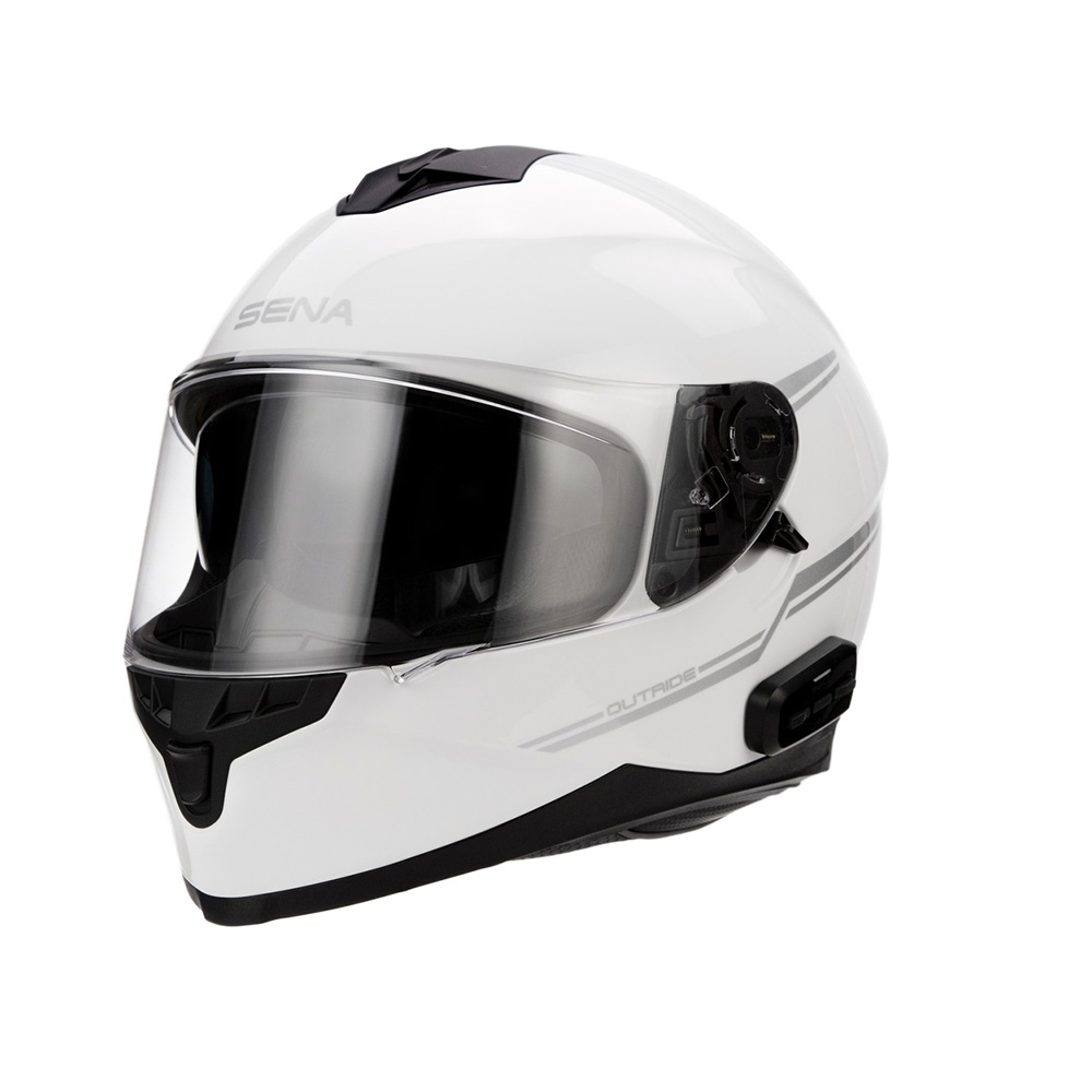 Moto přilba SENA Outride s integrovaným headsetem Shine White lesklá bílá - XL (61-62)