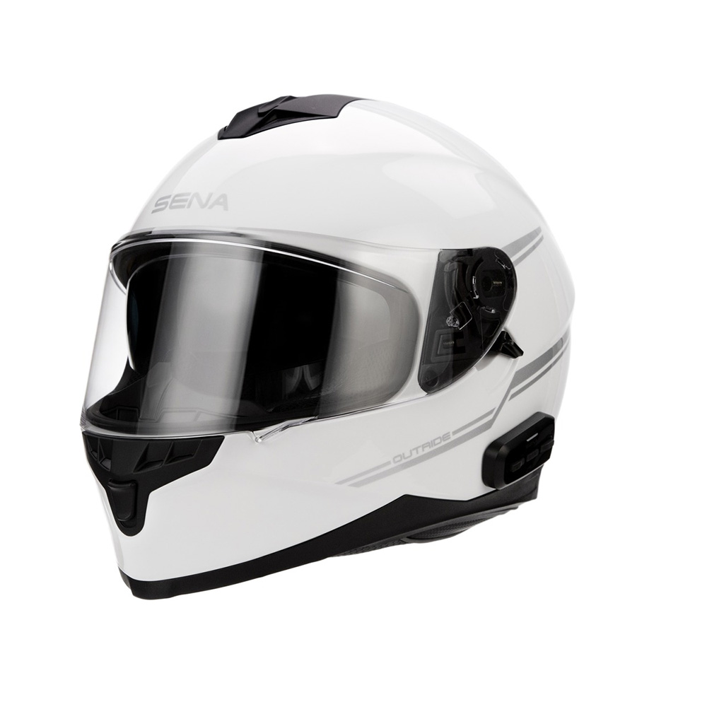 Moto přilba s integrovaným headsetem SENA Outride Shine White lesklá bílá - L (59-60)