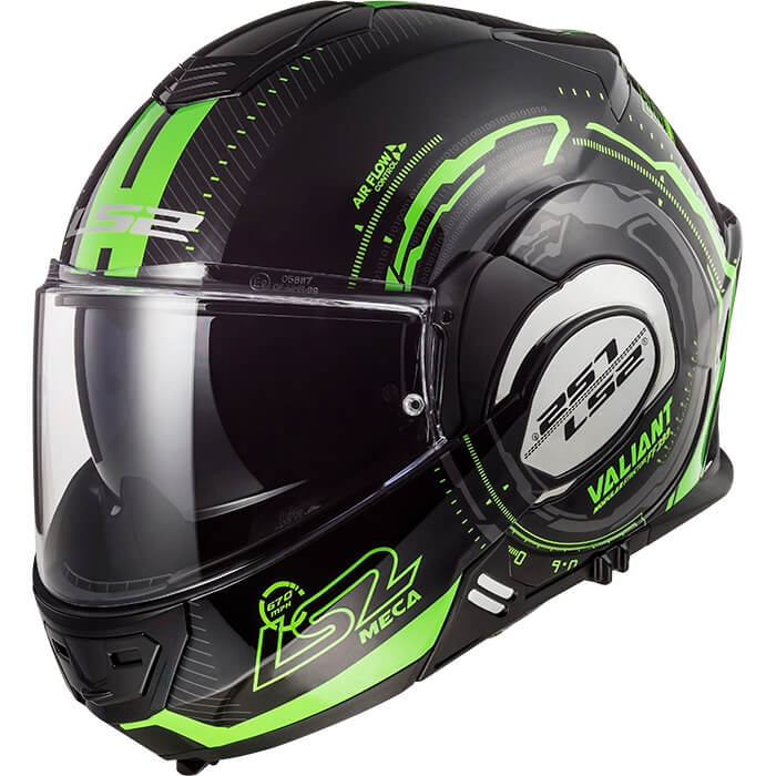 Překlopná moto přilba LS2 FF399 Valiant Graphic  Nucleus Black Glow Green  XS (53-54)