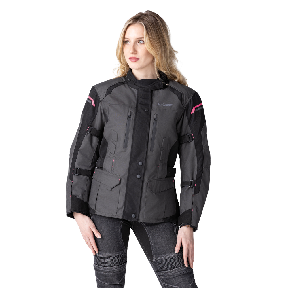 Dámská moto bunda W-TEC Barbata černo-šedo-růžová L (obrázek 3)