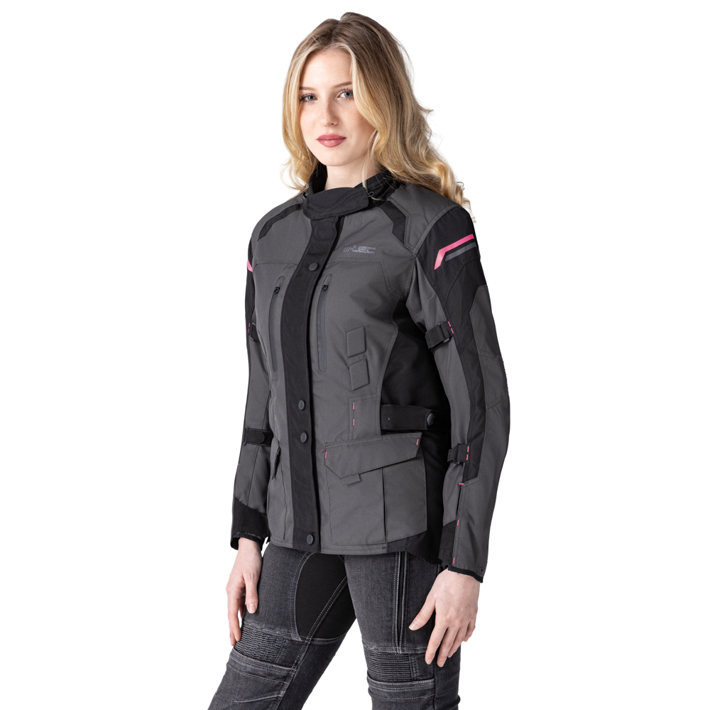 Dámská moto bunda W-TEC Barbata černo-šedo-růžová L (obrázek 5)