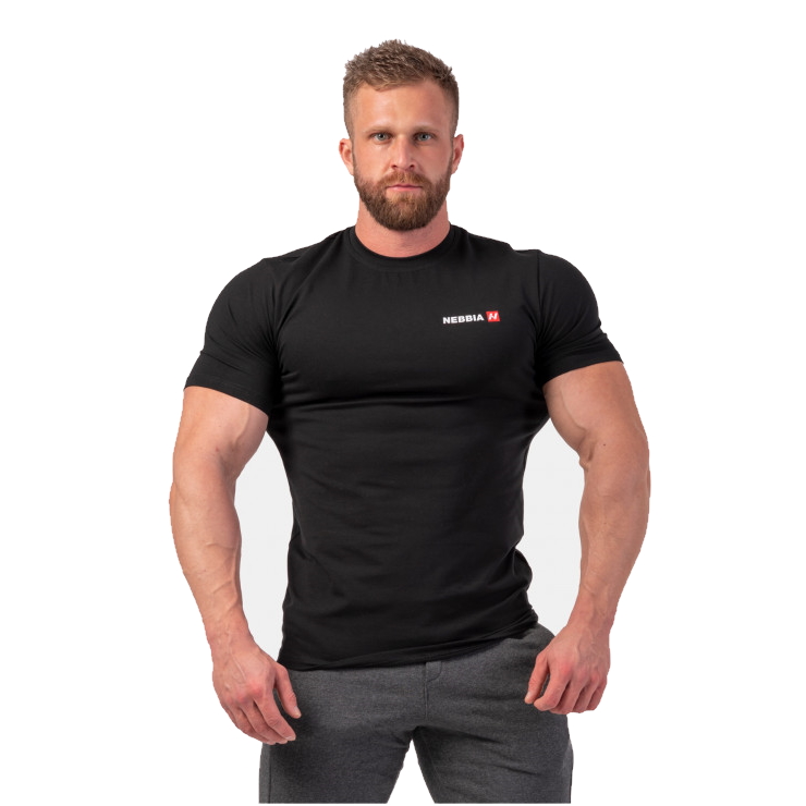 Levně Pánské tričko Nebbia Minimalist Logo 291 Black XXL