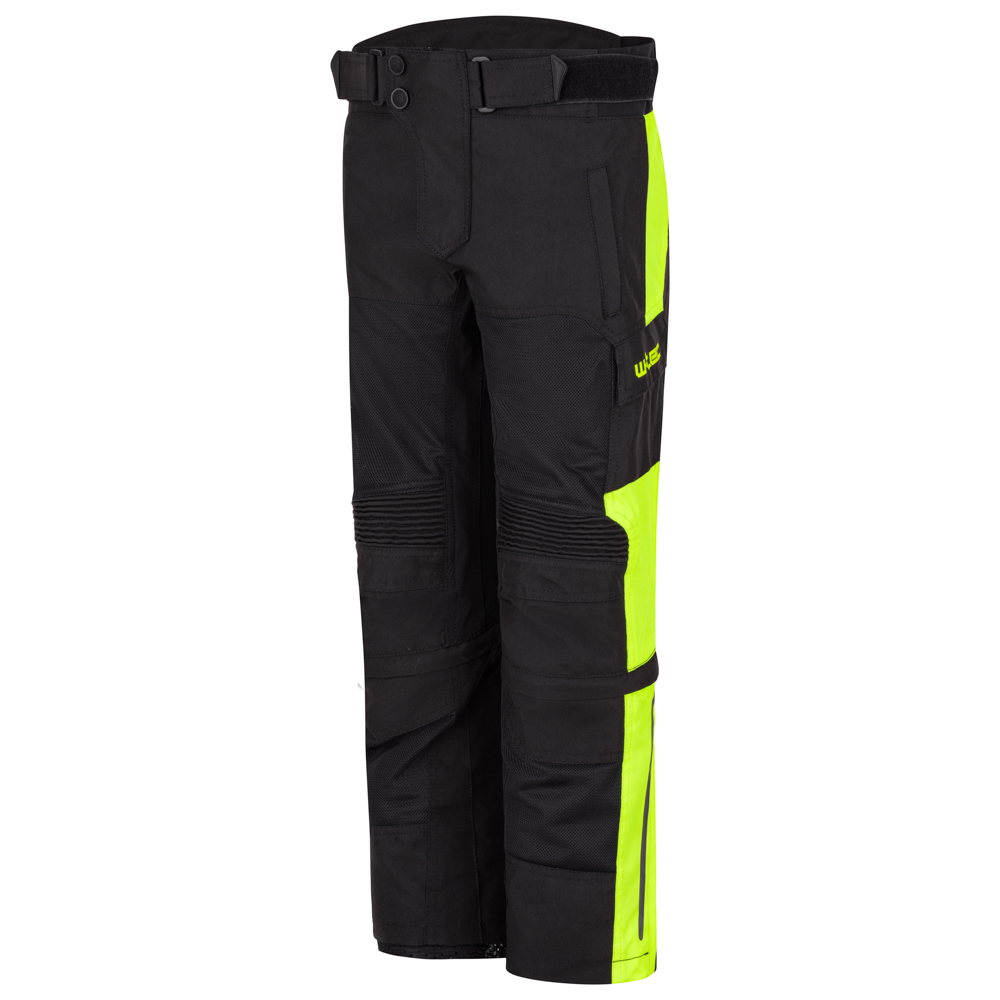 Dětské rostoucí moto kalhoty W-TEC Pinapoco černá-fluo L/XL