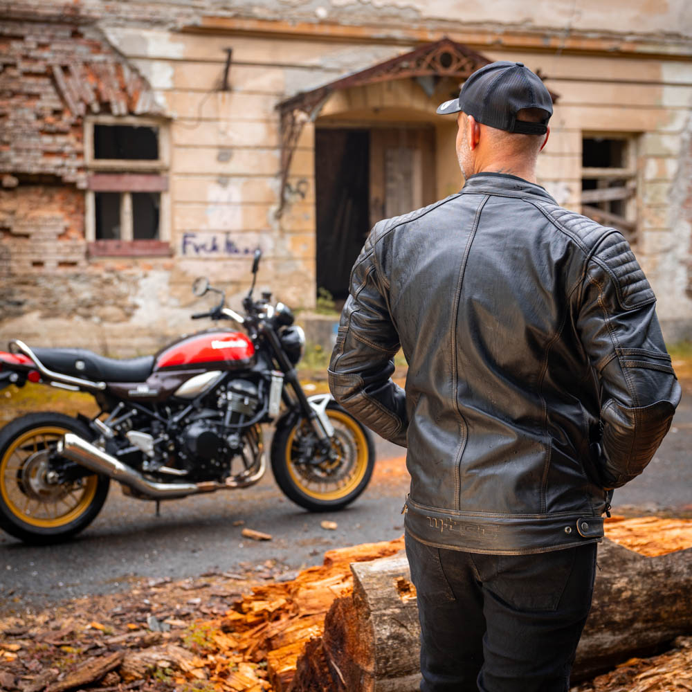Kožená moto bunda W-TEC Mungelli EVO vintage černo-hnědá L (obrázek 4)