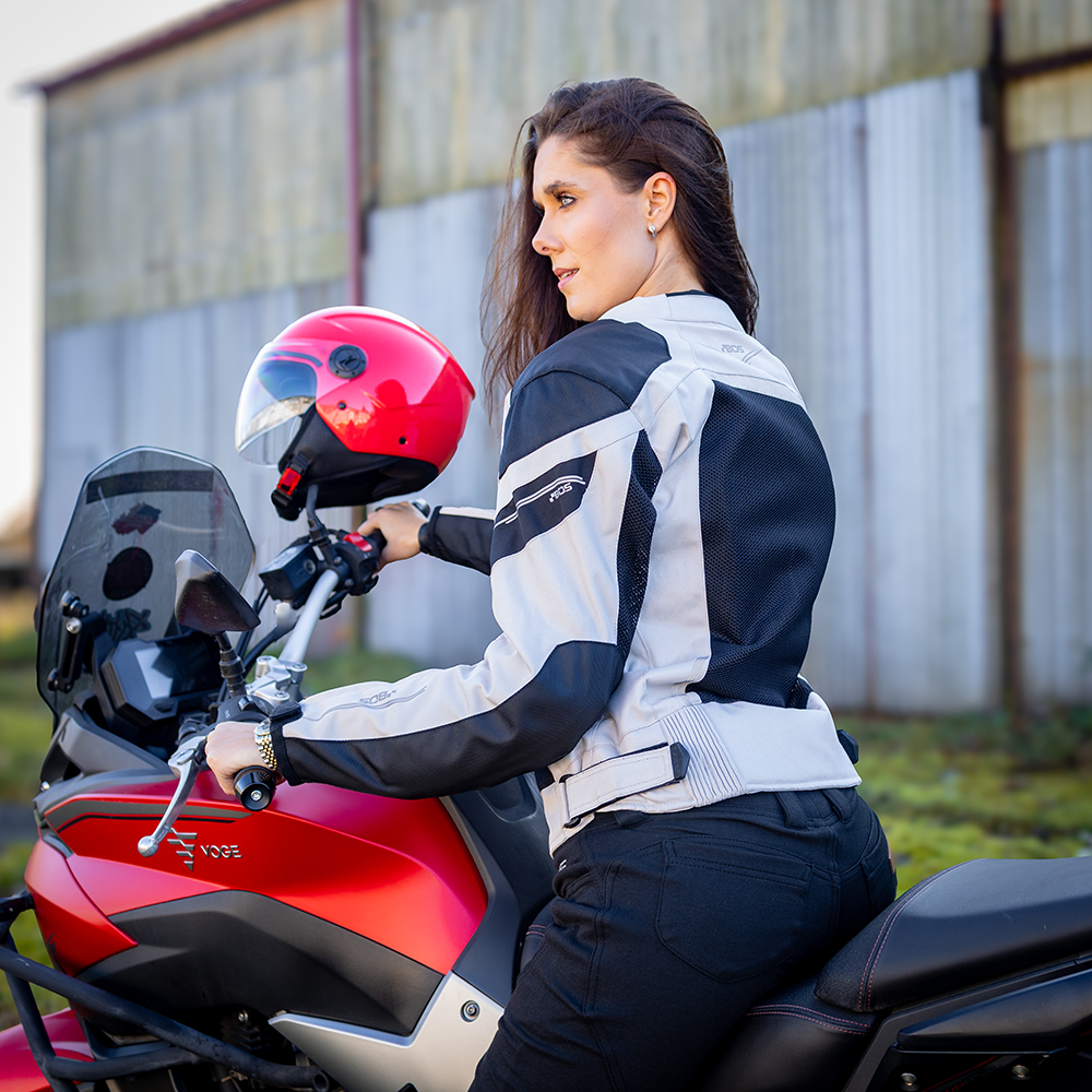 Dámská letní textilní moto bunda BOS Aylin Silver Grey L - Obrázek 5