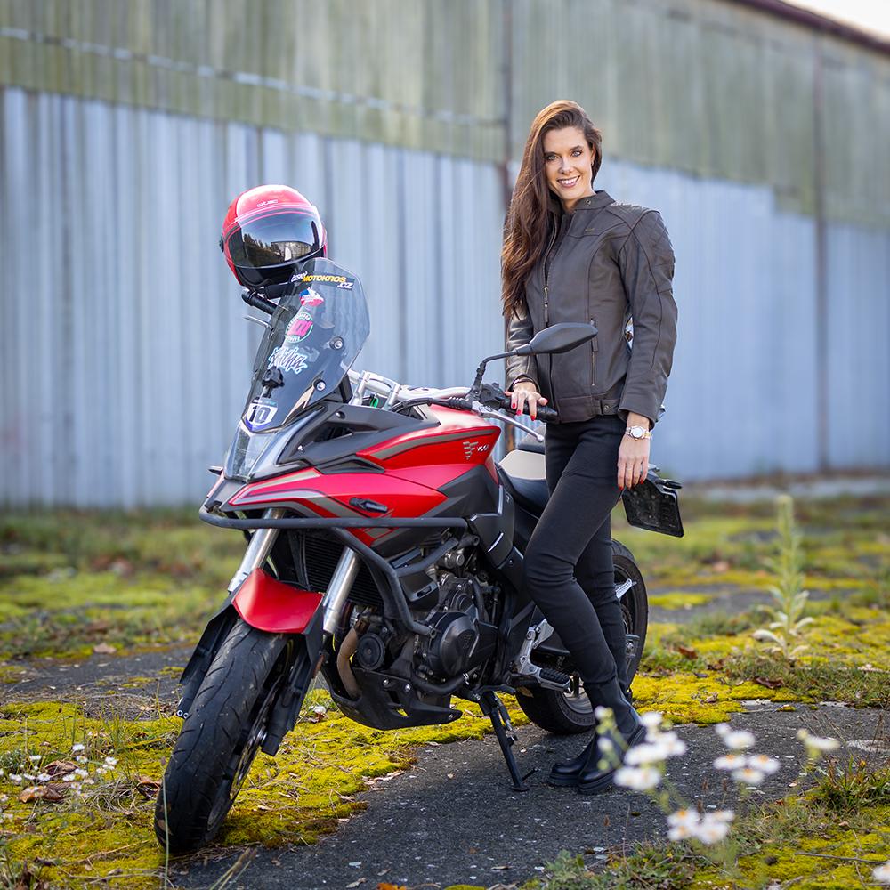 Dámská kožená moto bunda W-TEC Kaika hnědá S (obrázek 9)