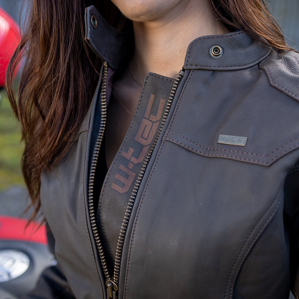 Dámská kožená moto bunda W-TEC Kaika hnědá S (obrázek 10)