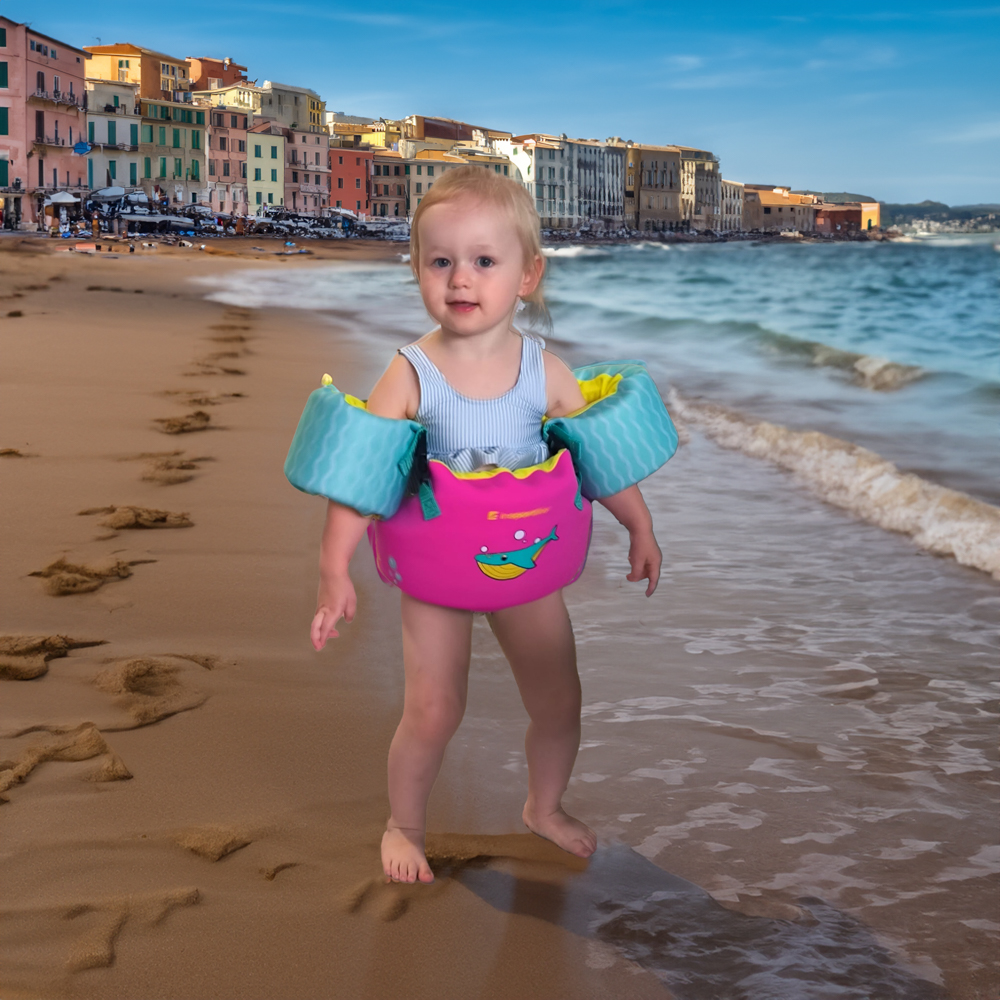 Dětský plovací top s rukávky 2v1 inSPORTline Banarito růžová - Obrázek 4