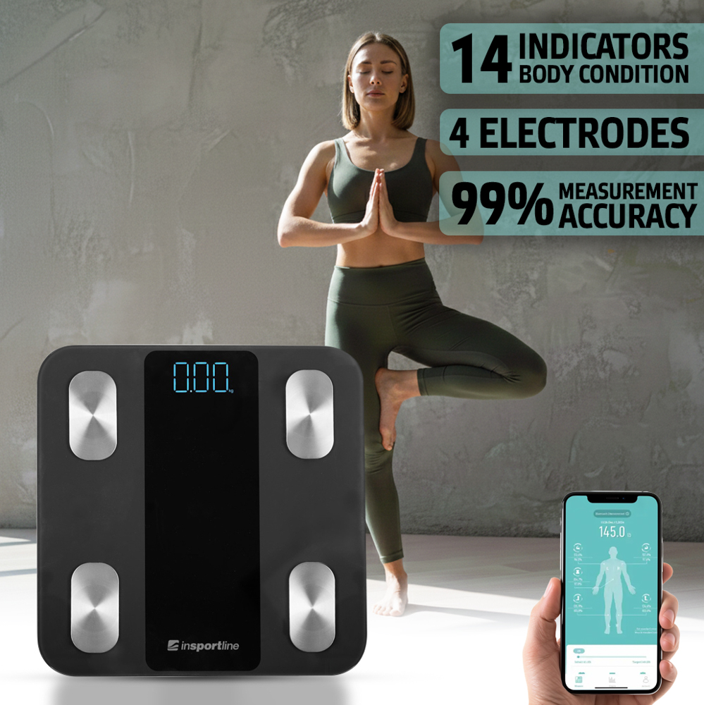 Chytrá osobní váha inSPORTline Syncale 20 černá