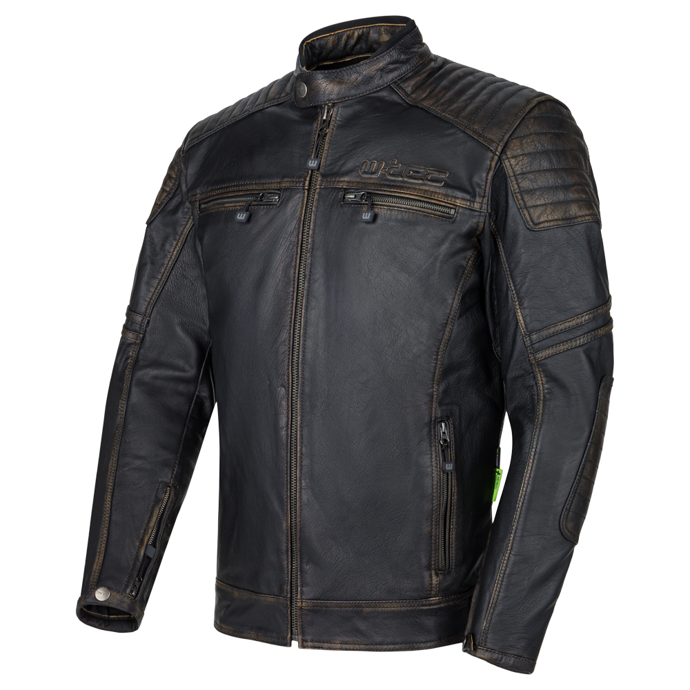 Kožená moto bunda W-TEC Mungelli EVO vintage černo-hnědá M (obrázek 5)