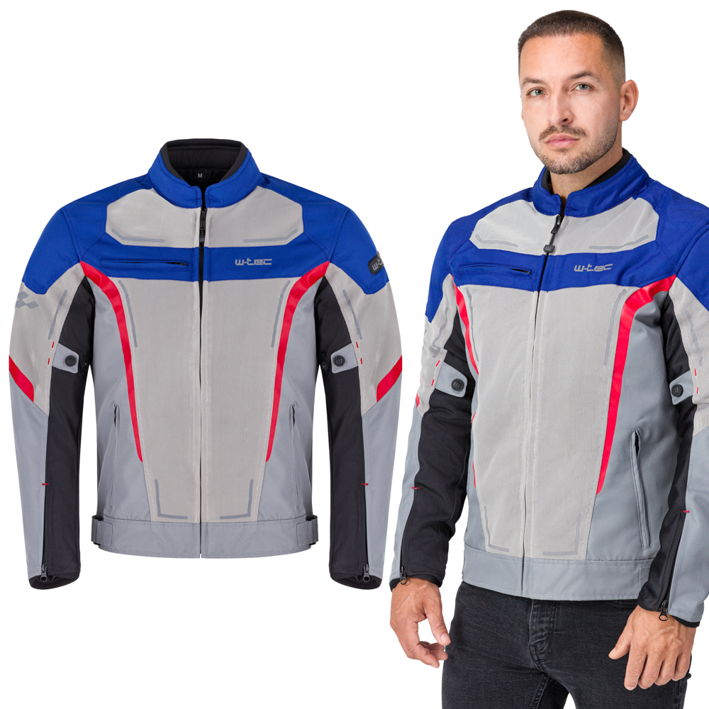 Letní pánská moto bunda W-TEC Mirelio šedo-modro-červená S