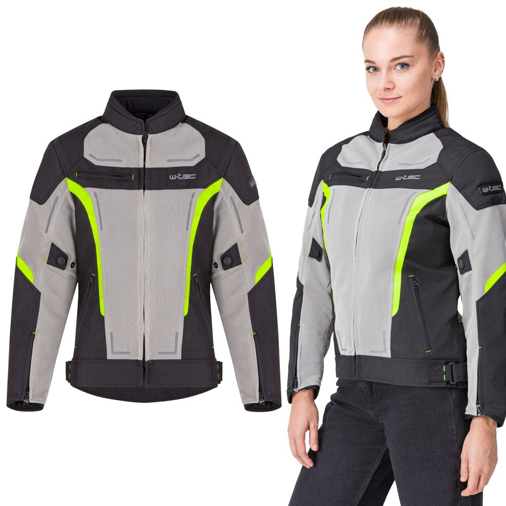 Letní dámská moto bunda W-TEC Mirelia černo-šedo-fluo XS