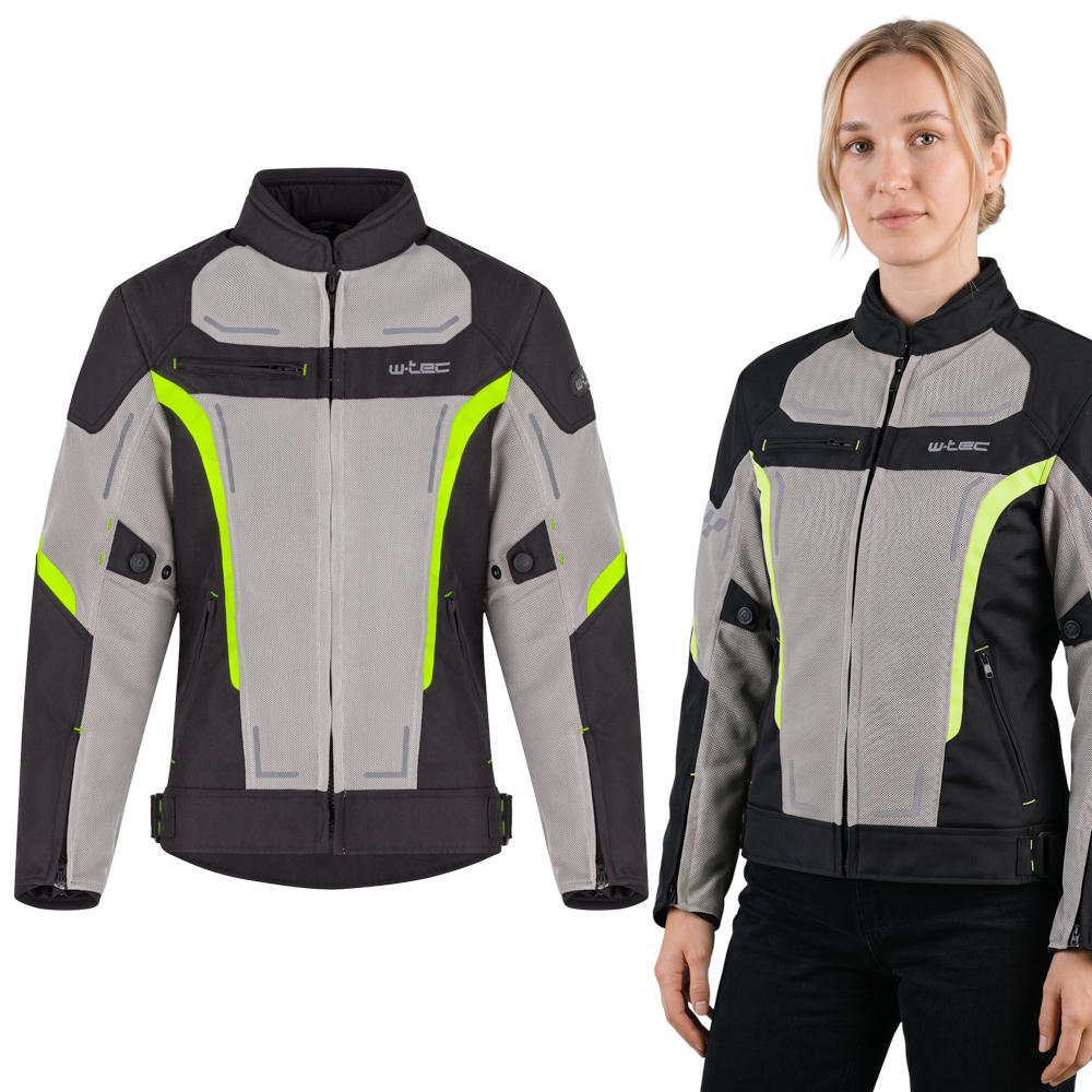 Letní dámská moto bunda W-TEC Mirelia černo-šedo-fluo XS