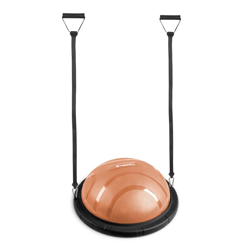 Balanční podložka inSPORTline Dome Edge s gumovými expandery 100 cm / 4,6 kg černá-mocha mousse