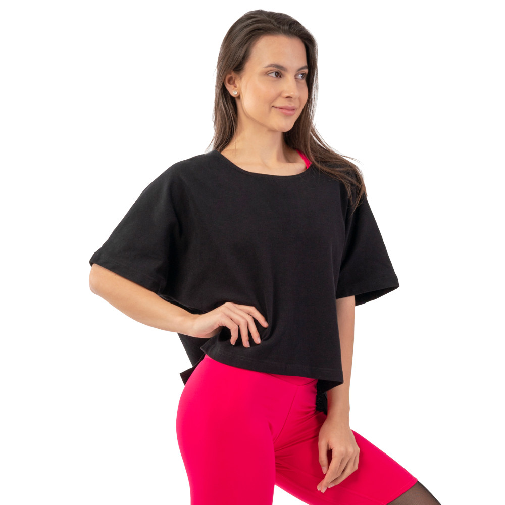 Volné crop triko Nebbia "The Minimalist" černá - XS/S