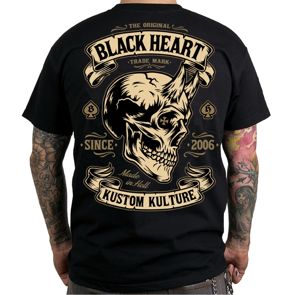 Triko BLACK HEART Devil Skull černá - XL