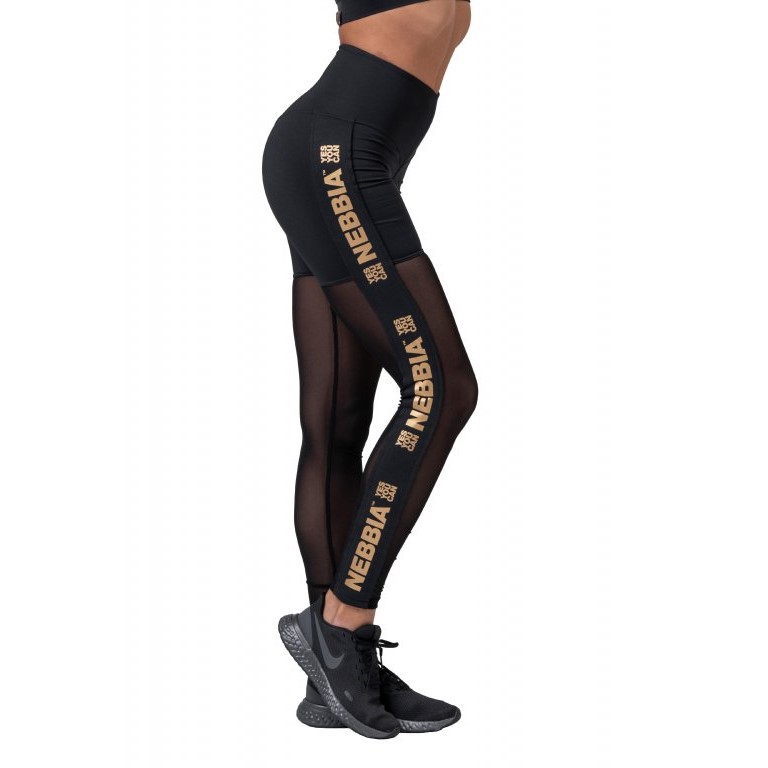 Dámské legíny Nebbia Gold Mesh 829  Black  L