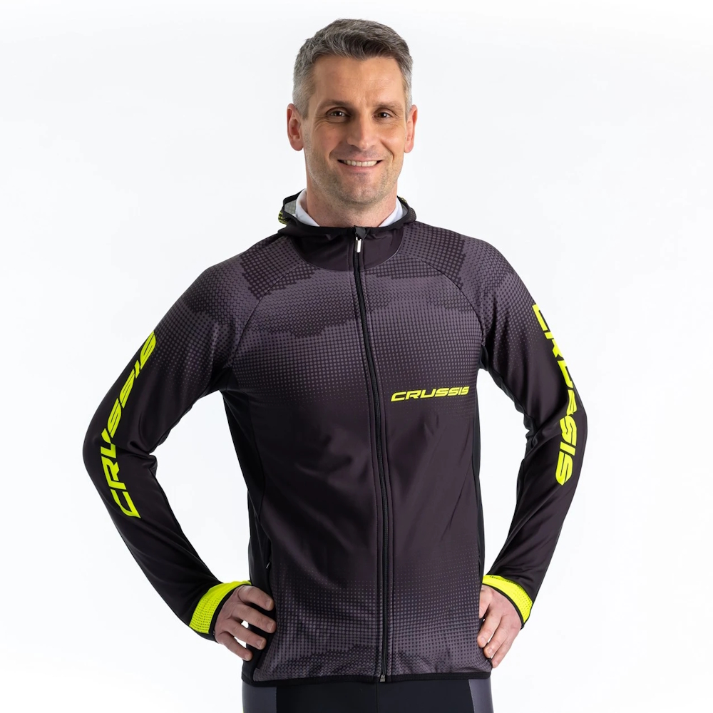 Pánská mikina CRUSSIS CSW-098 černá-fluo žlutá L