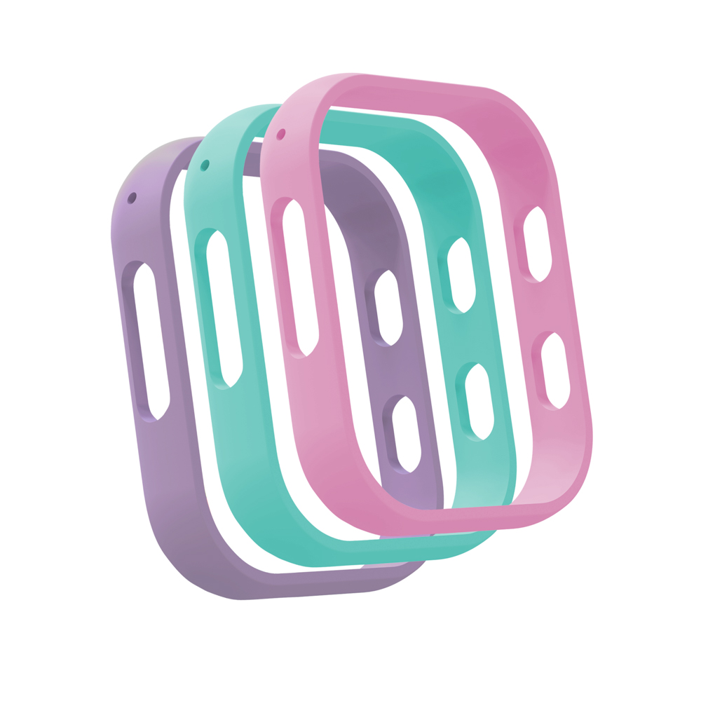 Náhradní silikonové rámečky pro chytré hodinky inSPORTline Cubbio 3ks růžovo-zeleno-fialová