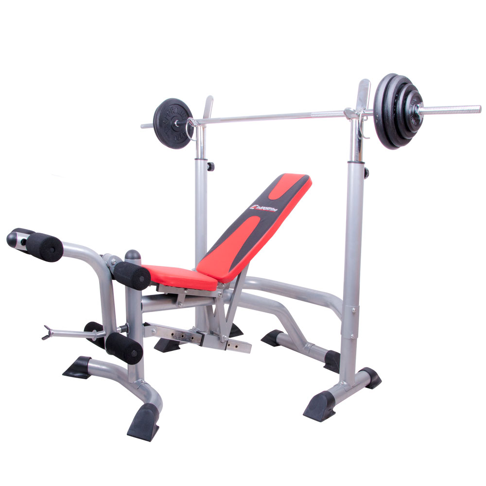 Multifunkční lavice inSPORTline LKM904 + závaží + hřídel