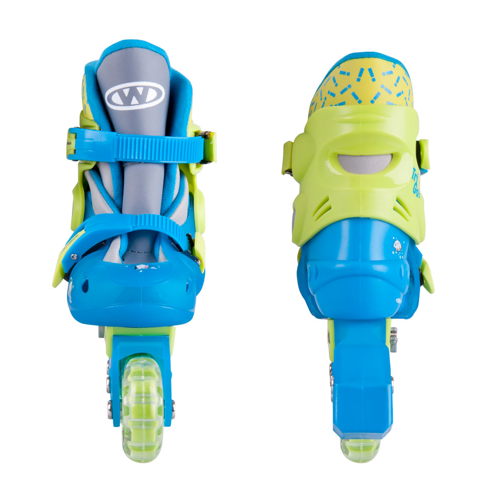 Dětské kolečkové brusle 2v1 WORKER TriGo Skate LED se sv. kolečky modrá XS (26-29) - Obrázek 4