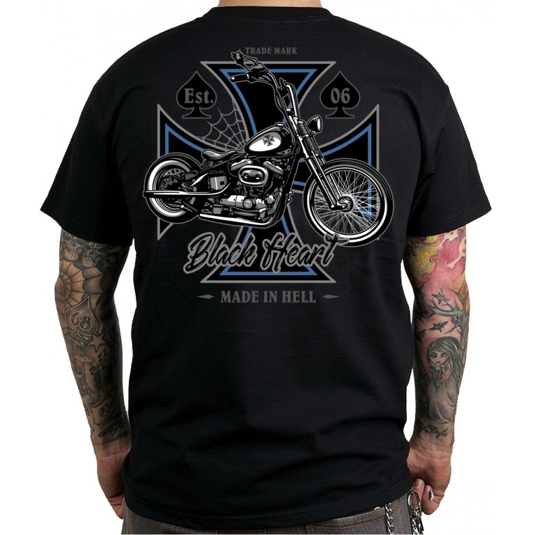Triko BLACK HEART Chopper Cross  M  černá