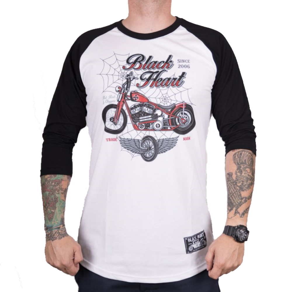 Triko s dlouhým rukávem BLACK HEART Red Baron Chopper bílá - M