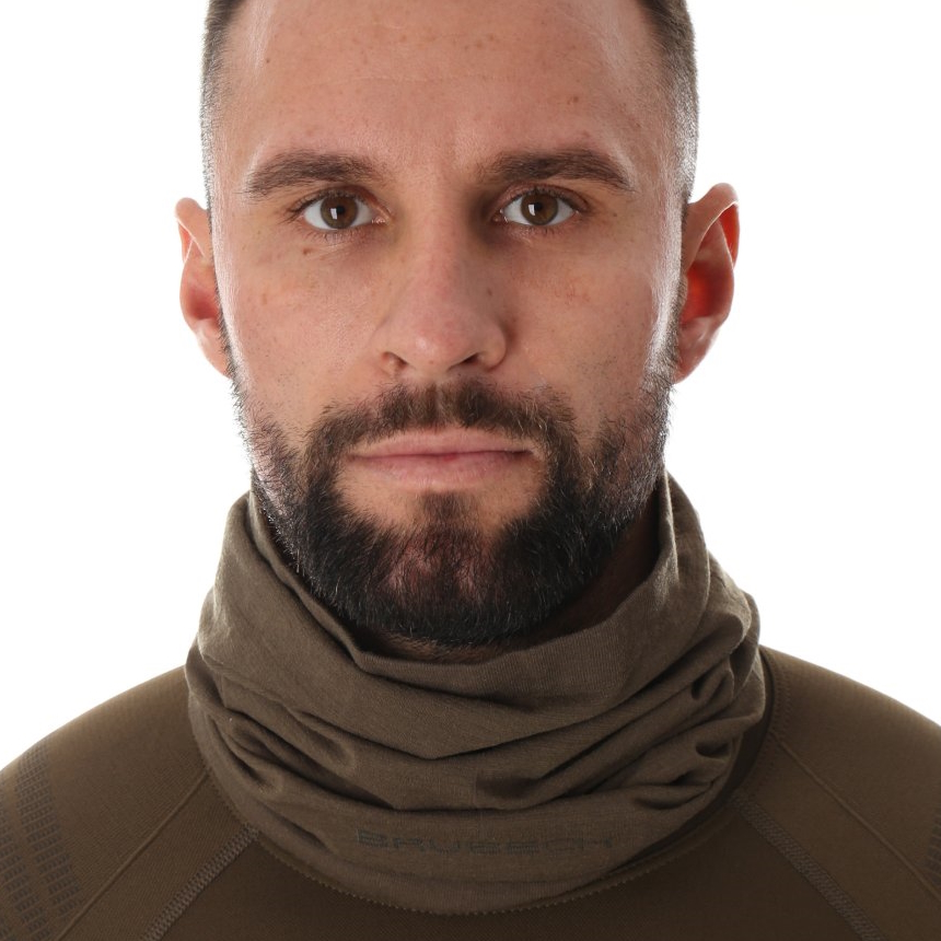 Multifunkční šátek Brubeck Merino KM10360 Khaki L/XL - Obrázek 7