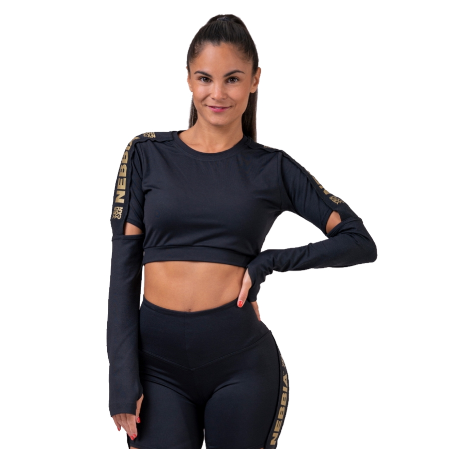 Levně Dámský crop top Nebbia Honey Bunny 821 S Black