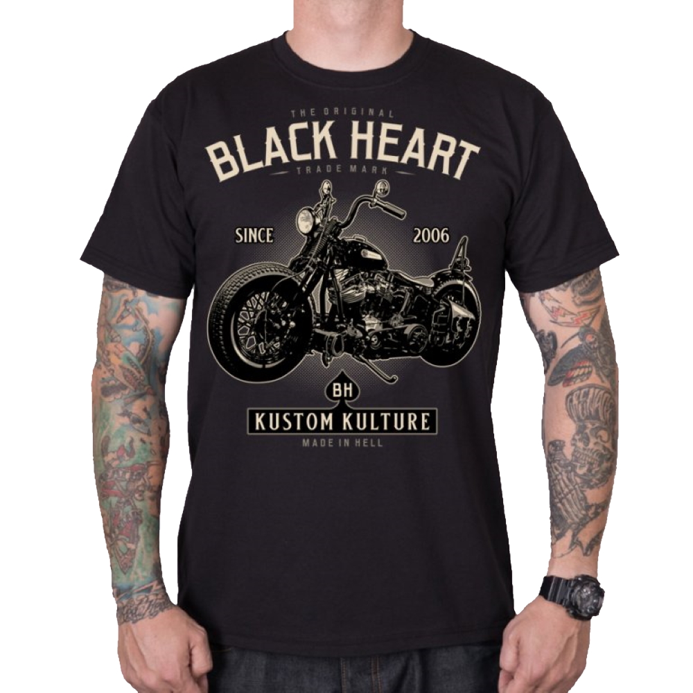 Triko BLACK HEART Motorcycle černá - XXL