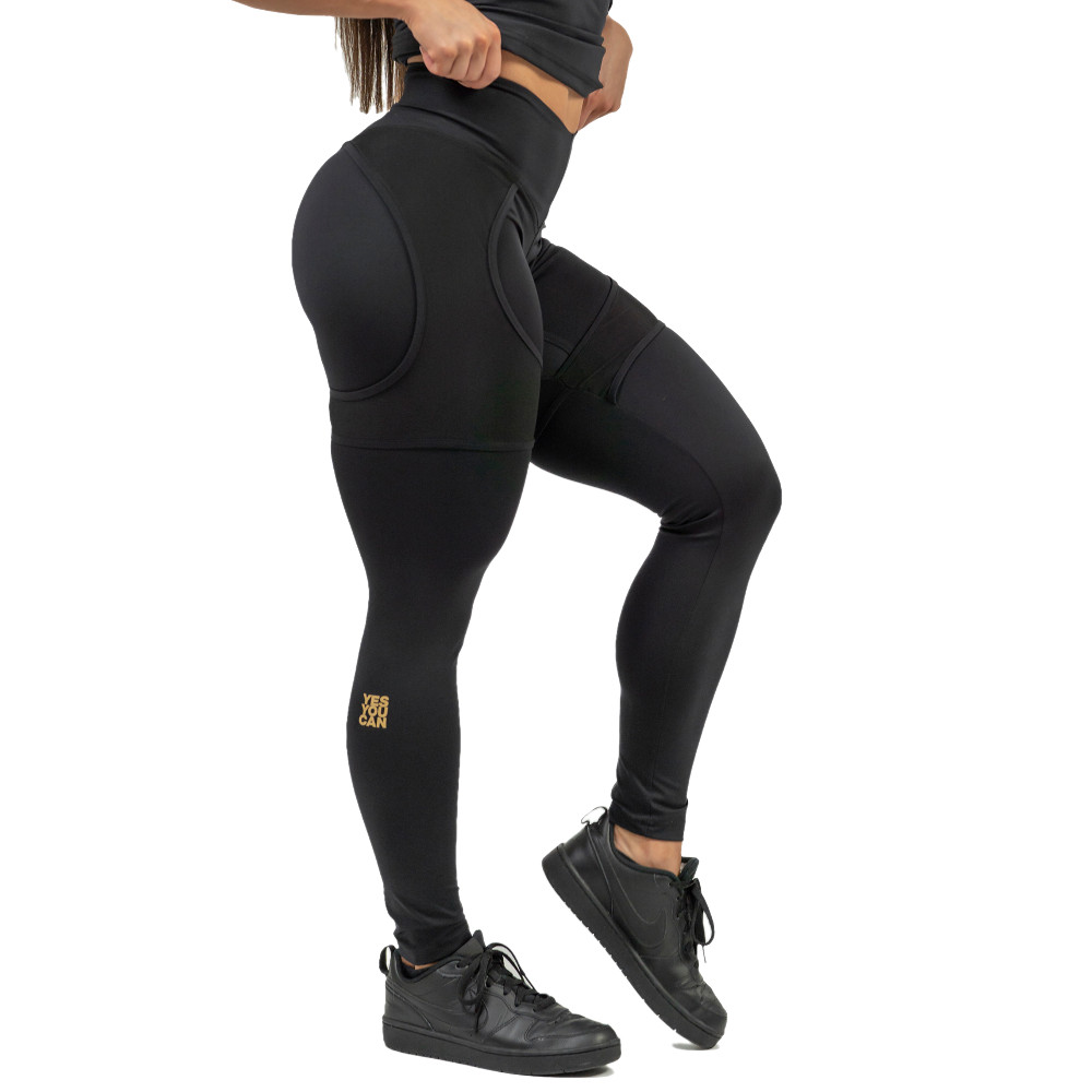 Dámské sportovní legíny se síťkou Nebbia INTENSE Mesh 838 Black/Gold - XS